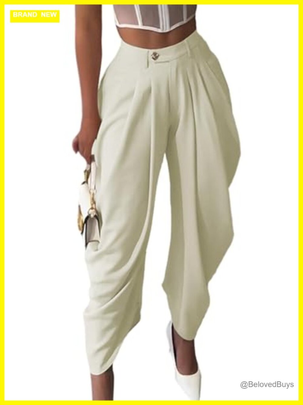 Pleated Wide Leg Palazzo Trousers High Waisted Business Casual Pants